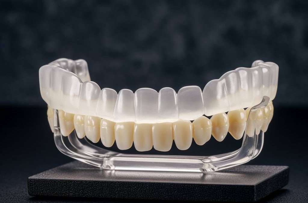 Invisalign Aligners on a Dental Model